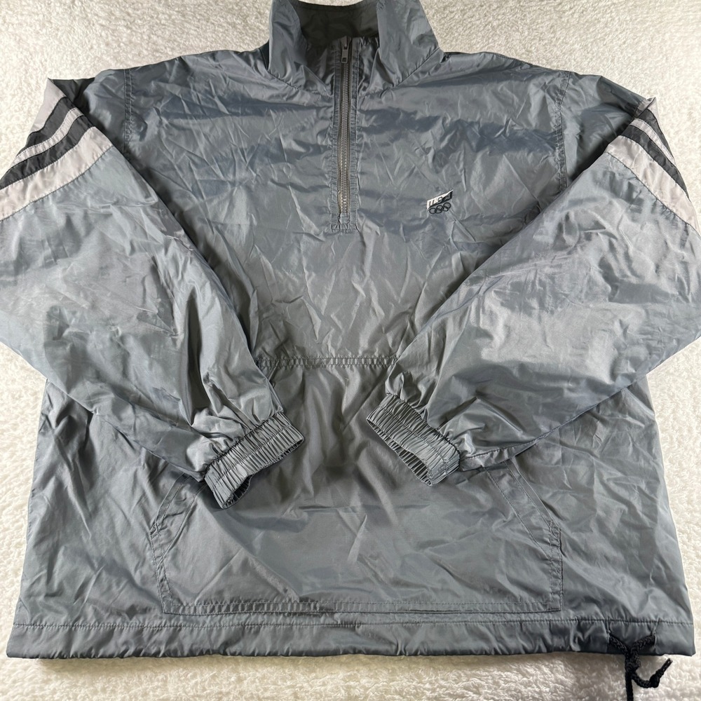 Vintage JcPenney Olympics USA Gray Grey Windbreaker Men's Medium 1/2 Zip Jacket - Picture 2 of 8